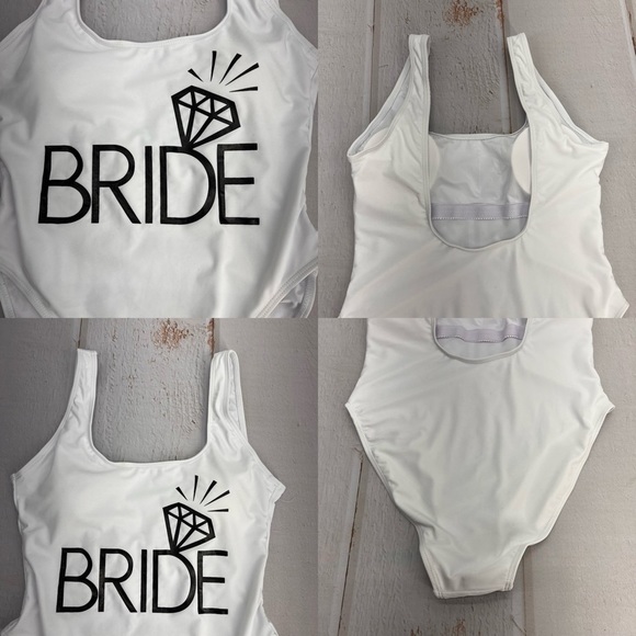 NWOT Bride Letter Print Diamond Pattern One Piece Swimsuit Bathing Suits Size S - Picture 16 of 17